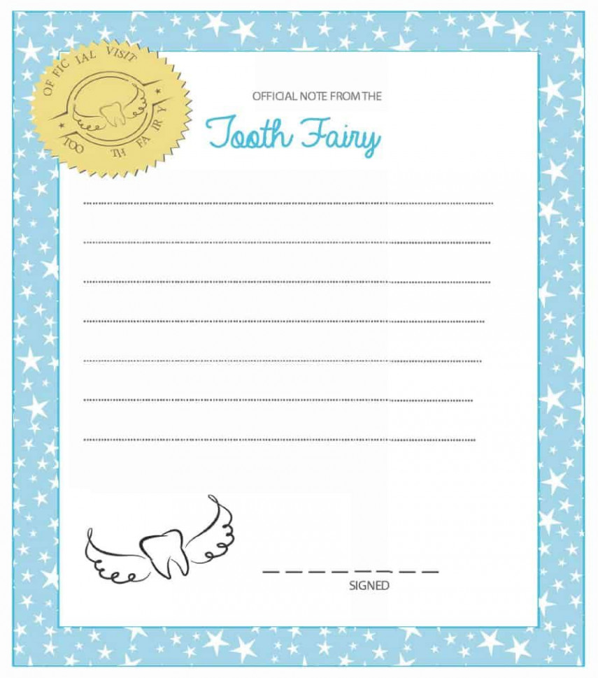 A cute Tooth Fairy letter template - printable and downloadable