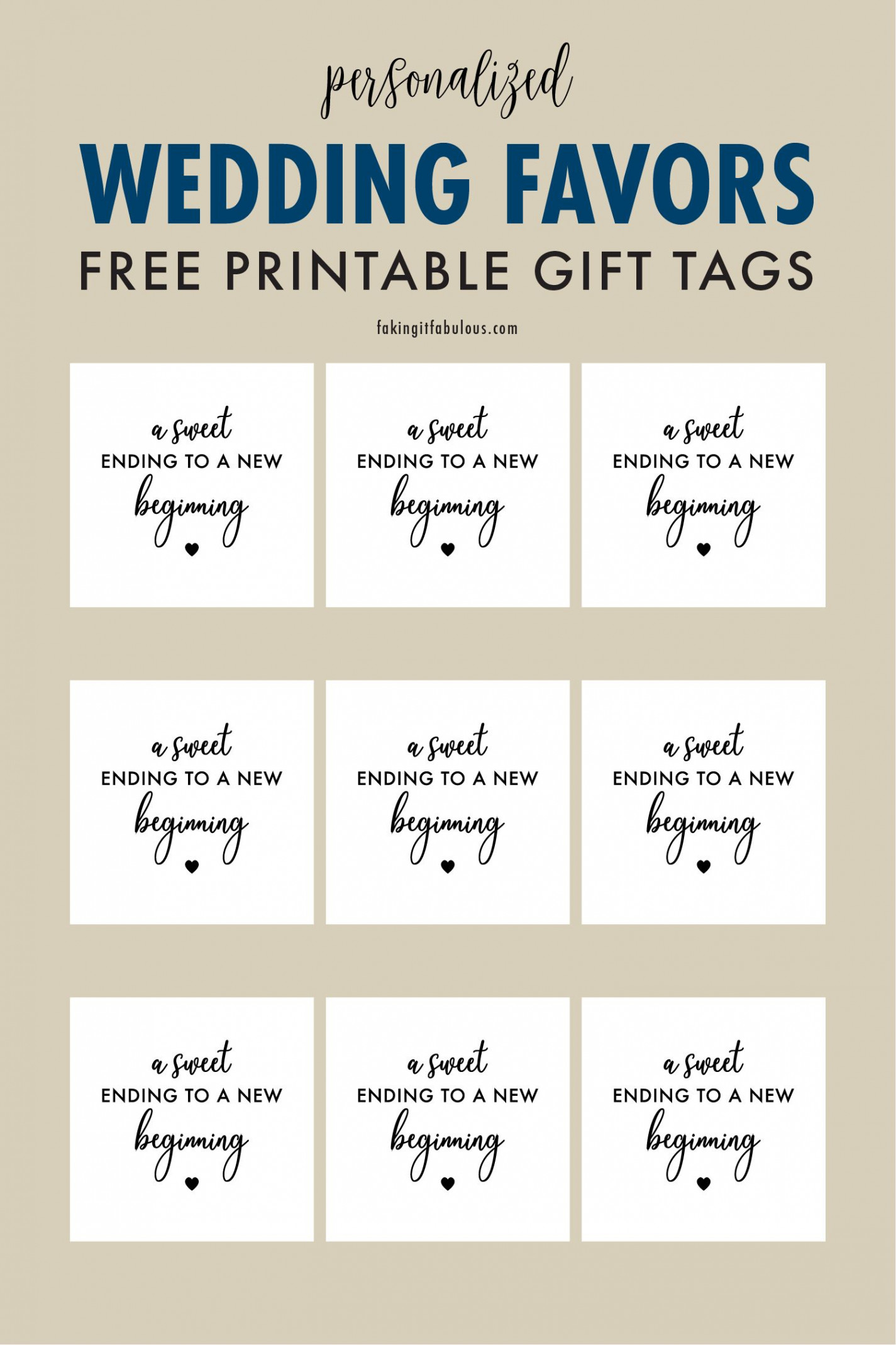 A Sweet Ending to a New Beginning Free Printable Gift Tags