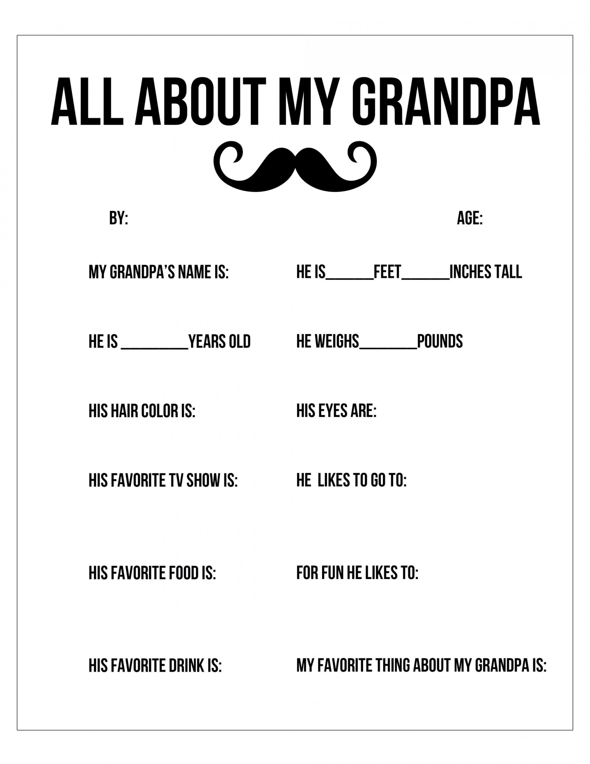 All About My Dad and Grandpa Free Printable - Free Pretty Things