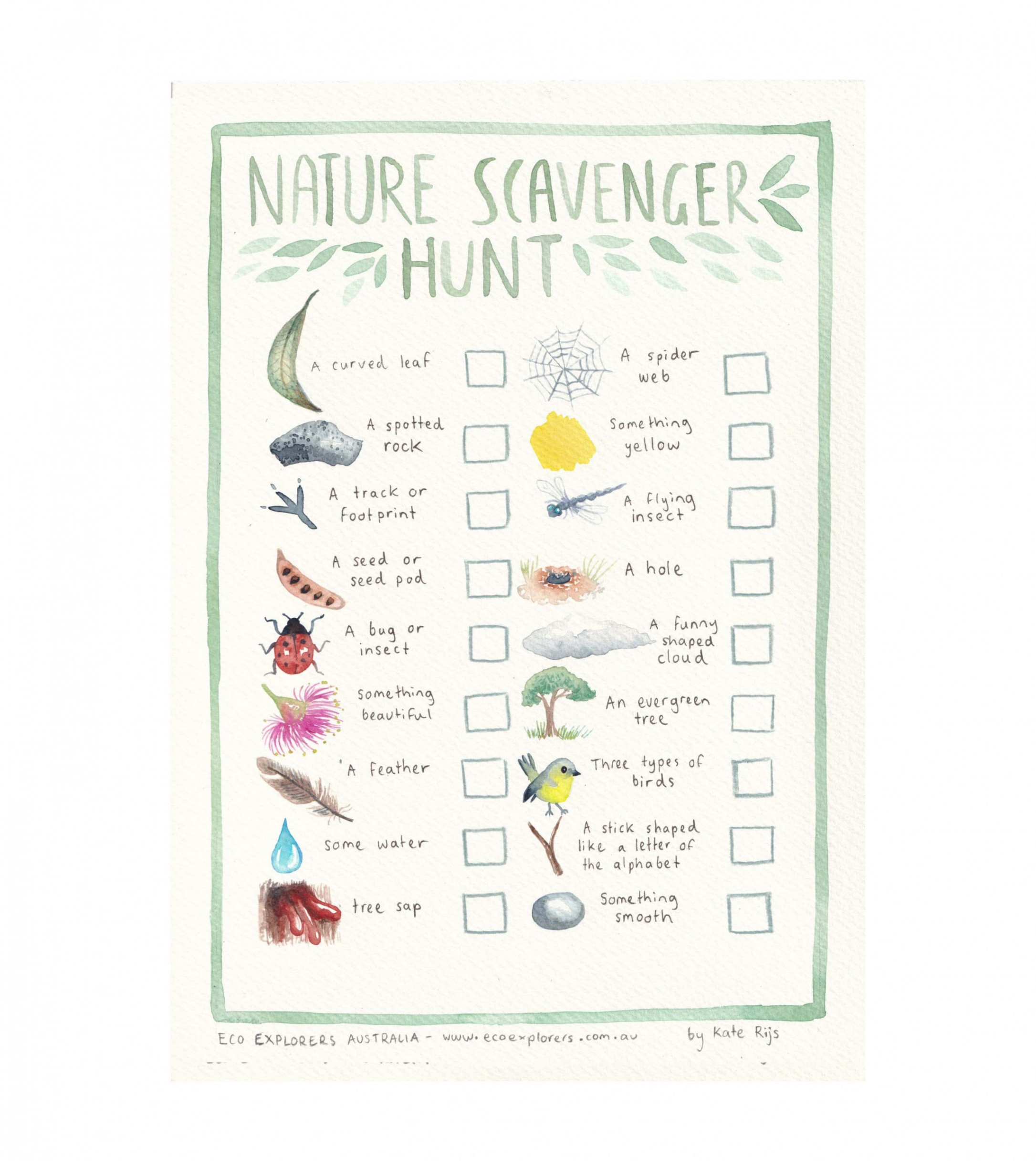 Australian Scavenger Hunt printable - FREE - Eco Explorers