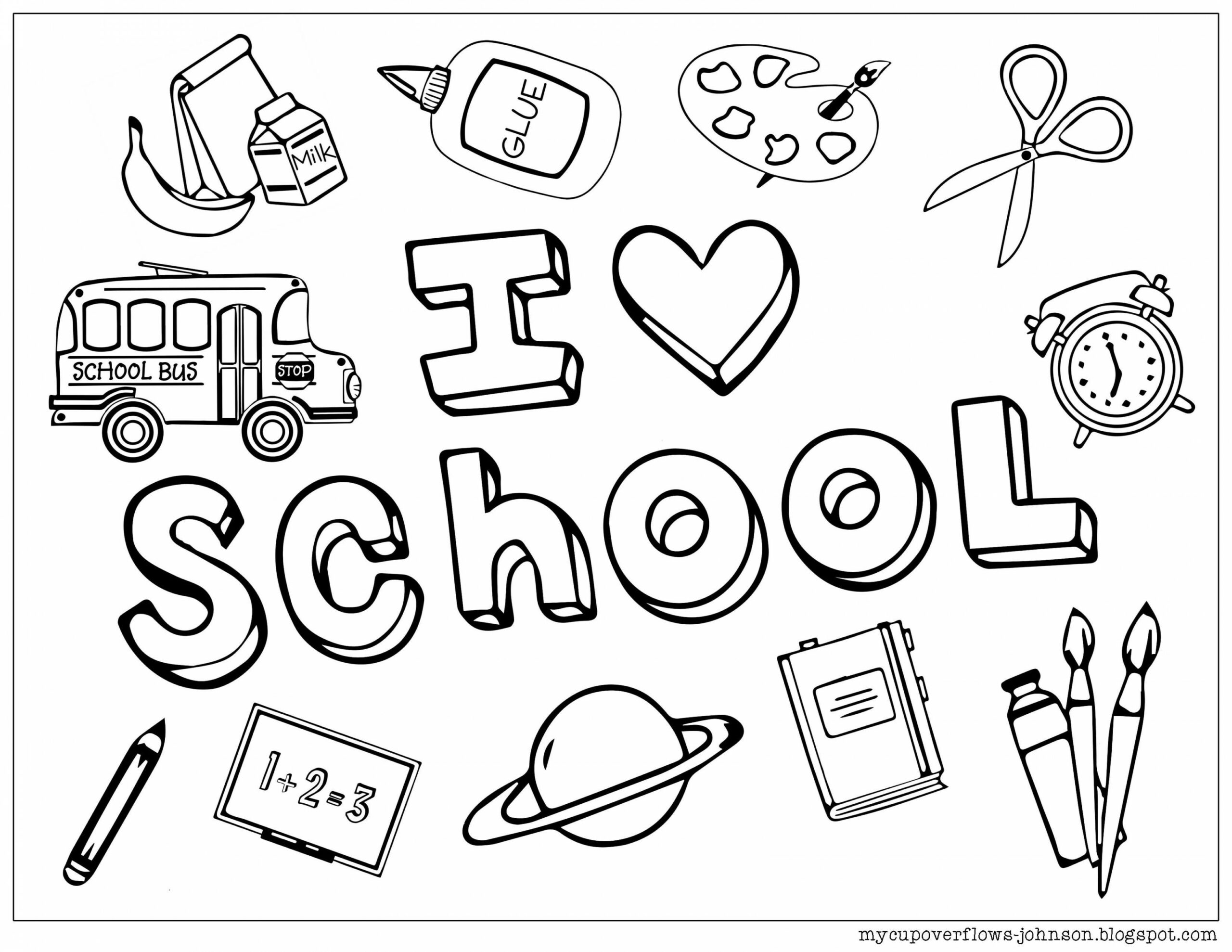 Back to School  I love school, School coloring pages, Preschool