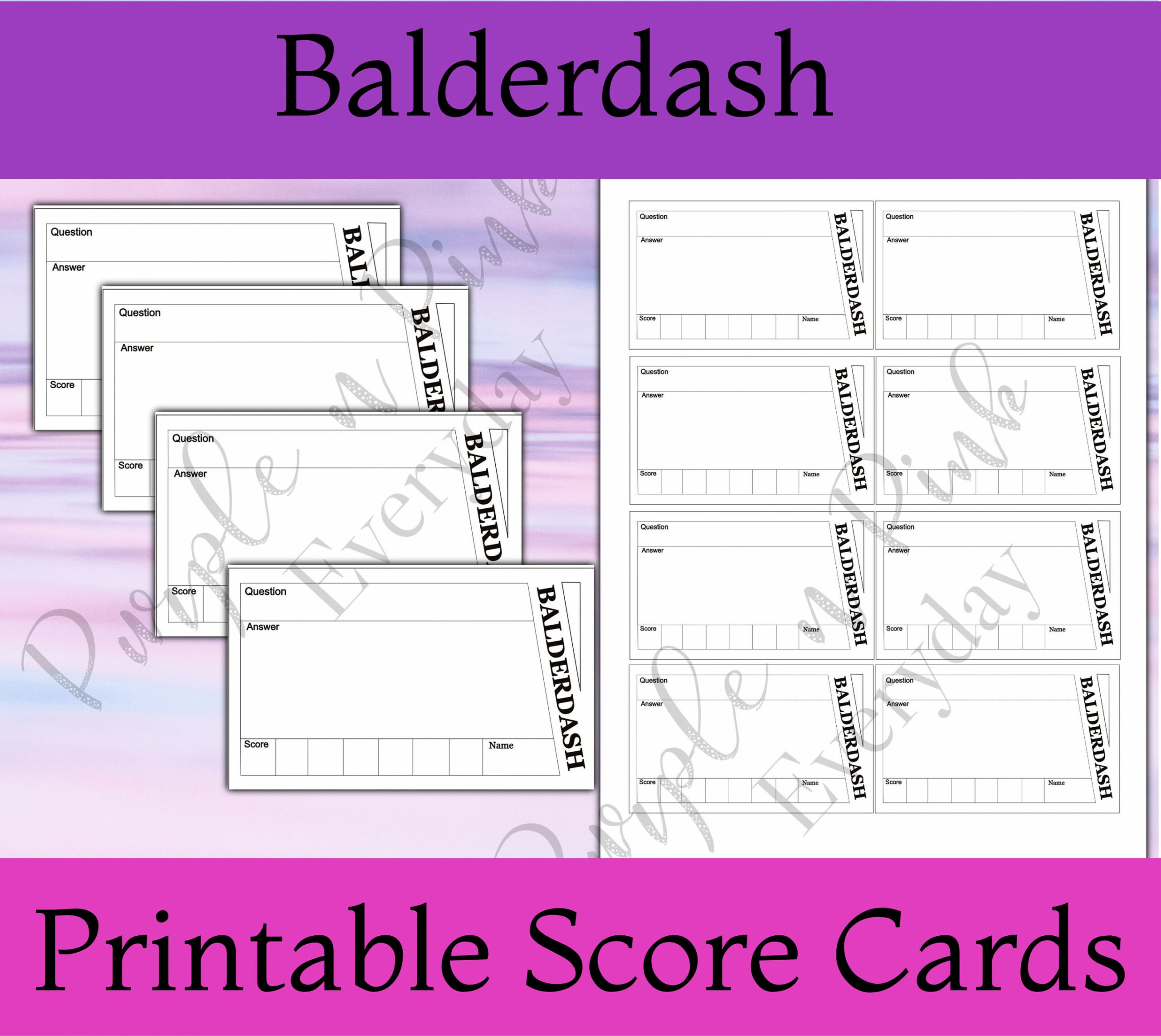 Balderdash Score Cards Printable - Etsy