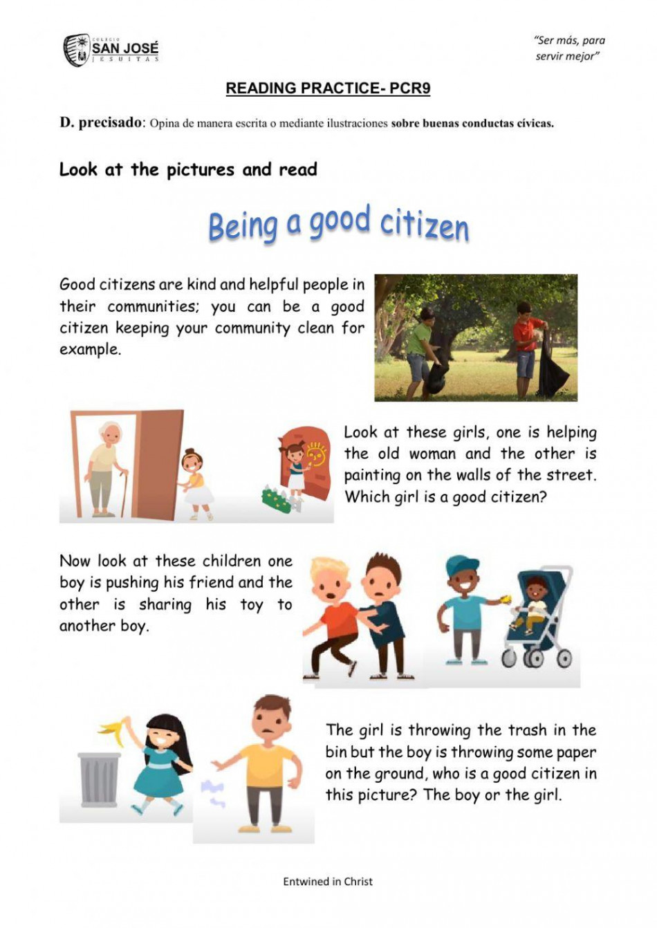 Being a good citizen exercise  Live Worksheets