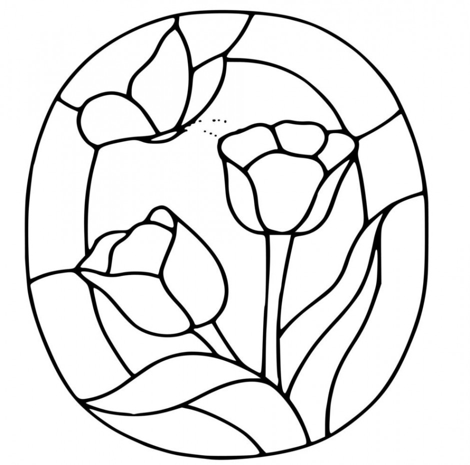 Black and white stained glass template and patterns