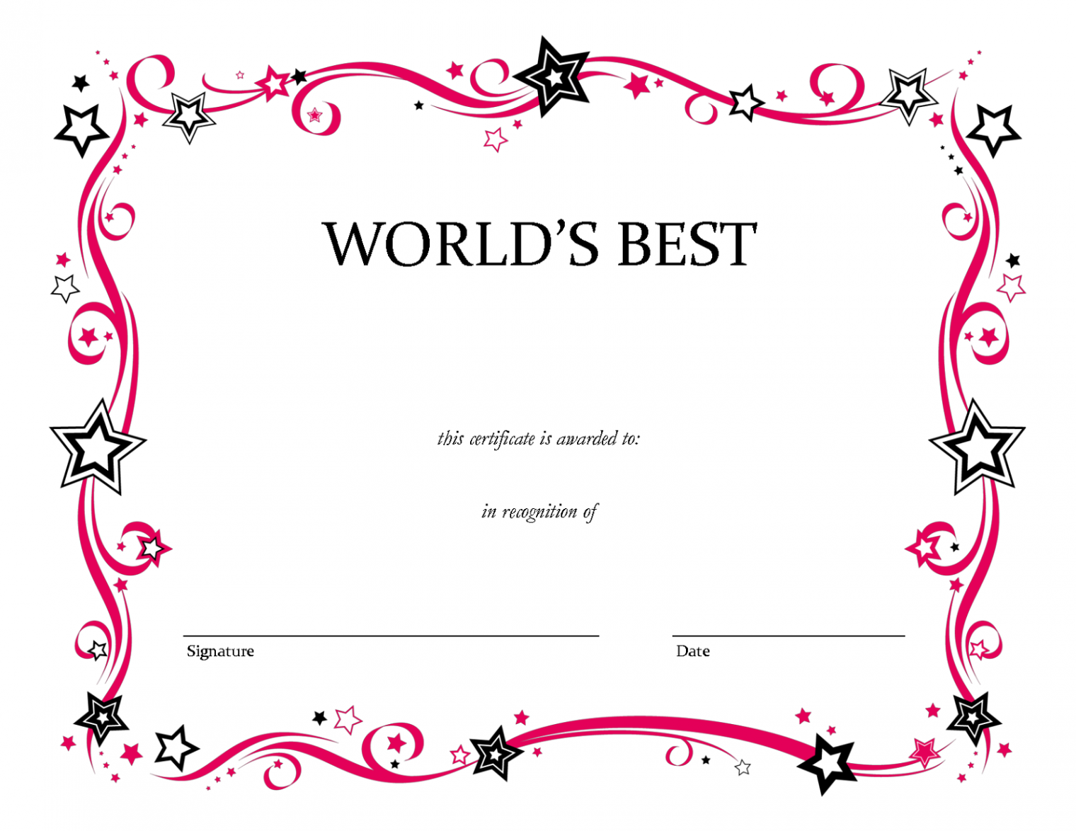 Blank Certificate Templates to Print  Activity Shelter  Awards