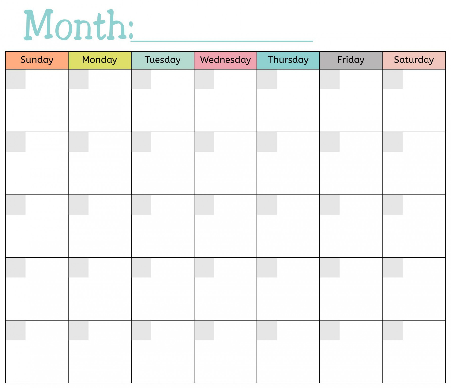 Blank Monthly Calendar Printable Free  Free calendar template