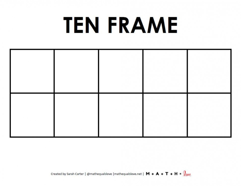 Blank Ten Frame Template  Math = Love