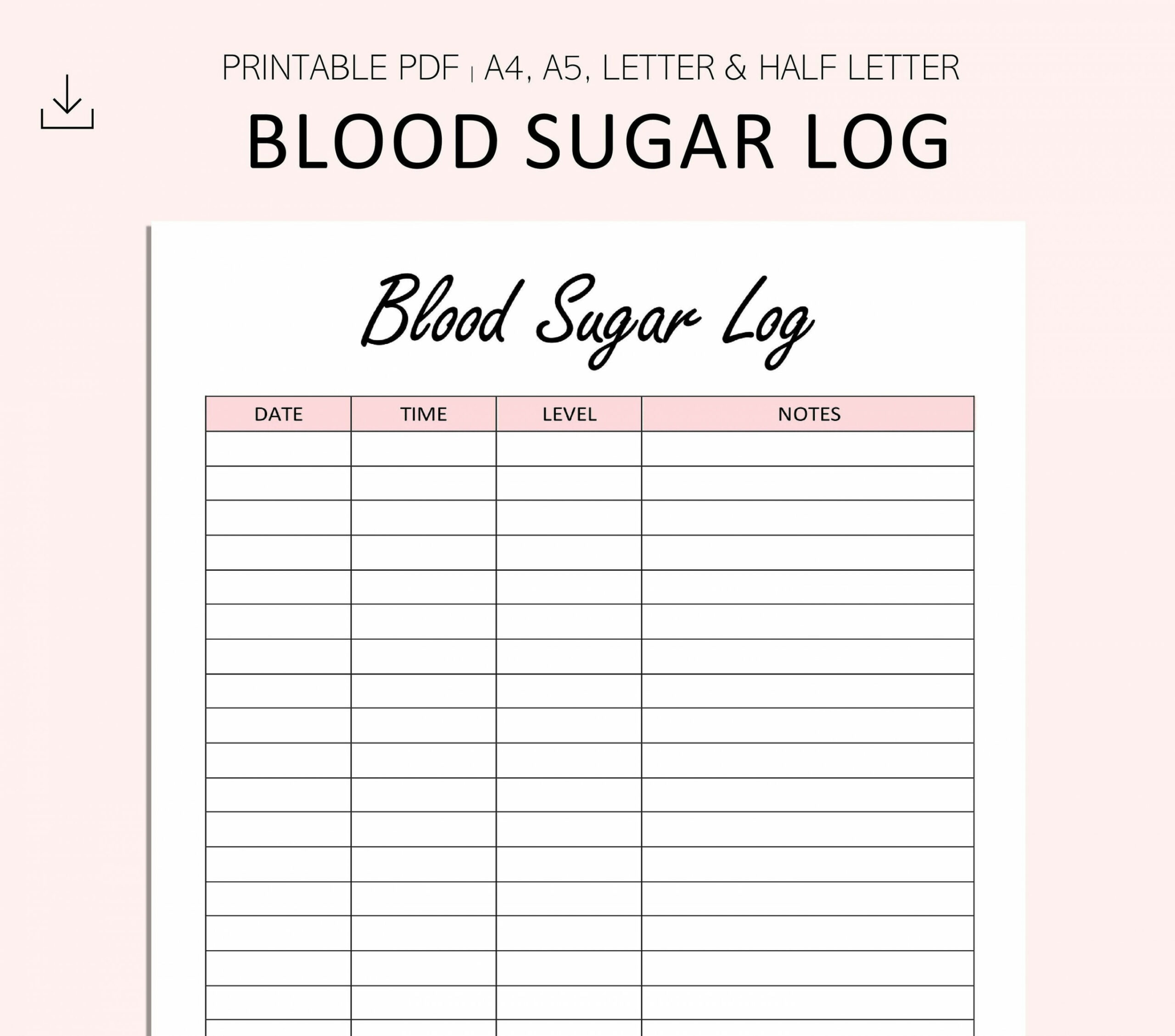 Blood Sugar Log Printable Blood Sugar Reading Tracker - Etsy