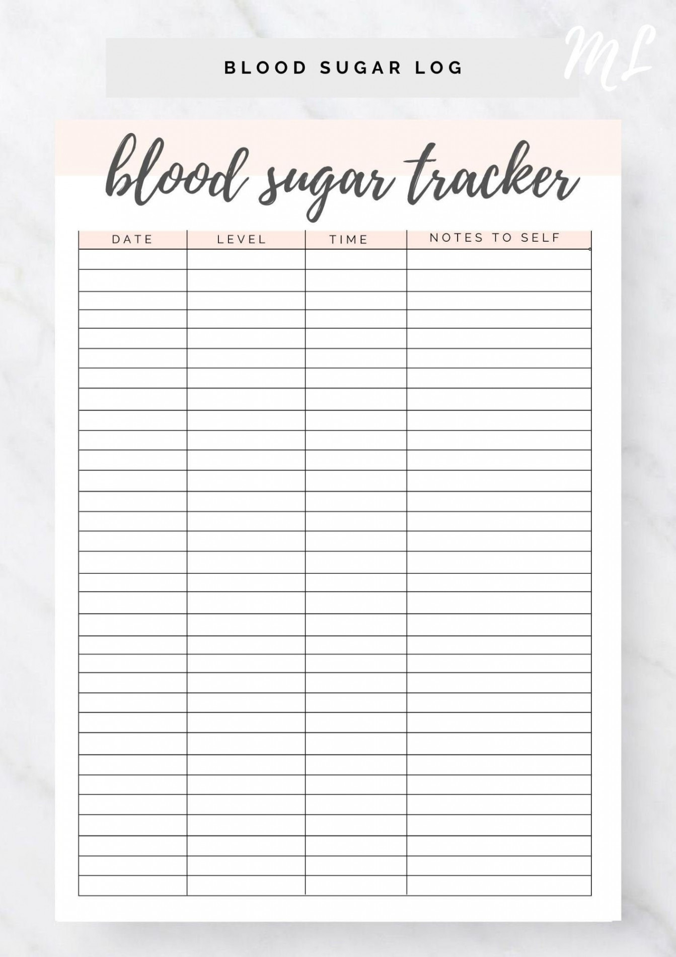 Blood Sugar Log Printable Blood Sugar Reading Tracker - Etsy