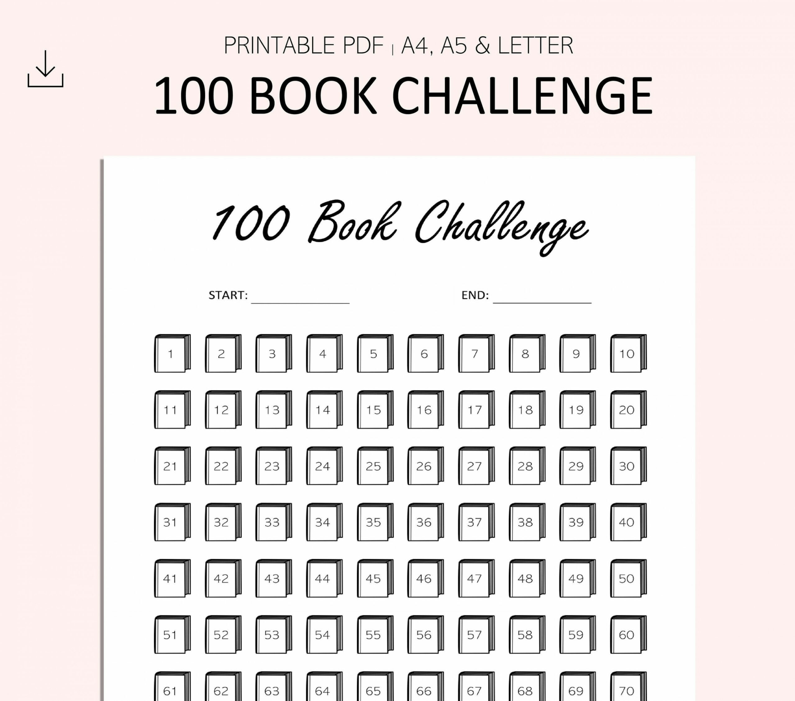 Book Challenge Reading Challenge Reading Tracker - Etsy