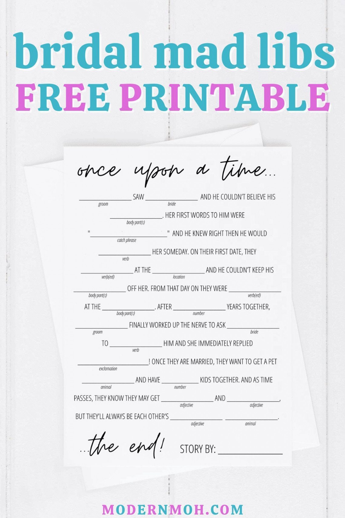 Bridal Shower Mad Libs Free Printable  Funny bridal shower, Free