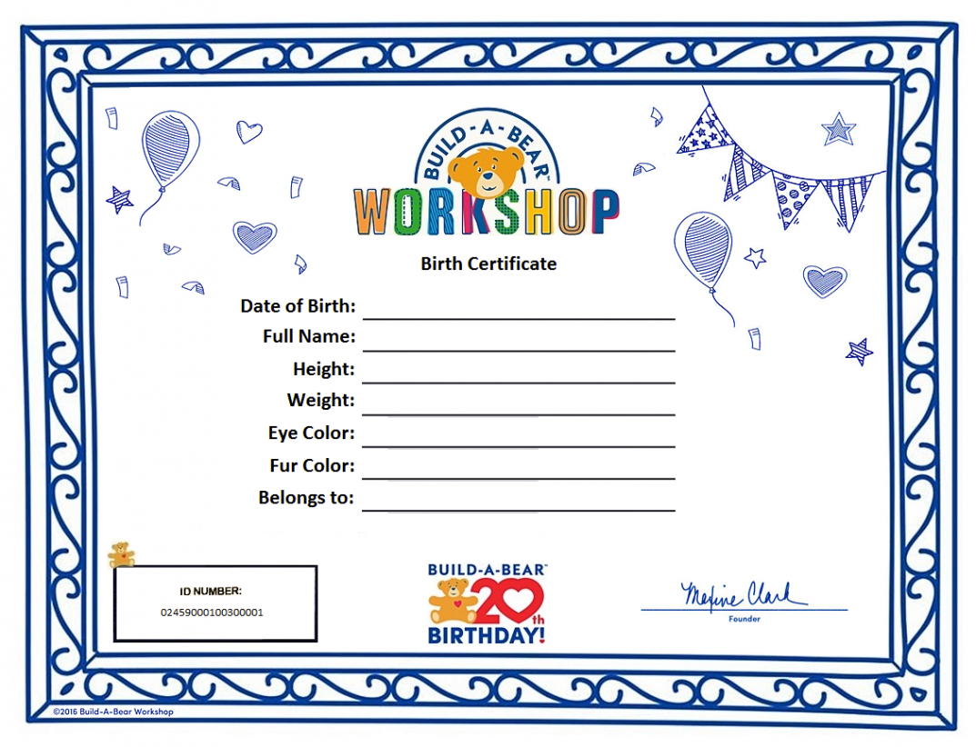 Build a Bear Birth Certificate - Version Two by Snouie on DeviantArt