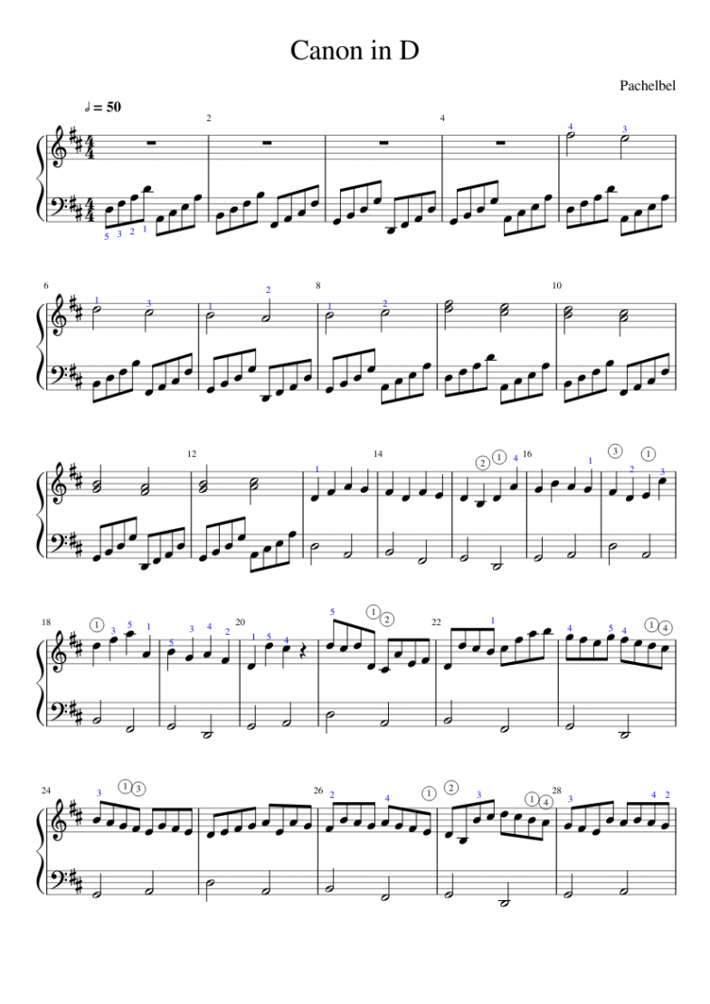 Canon in D (easy) Sheet music for Piano (Solo)  Musescore