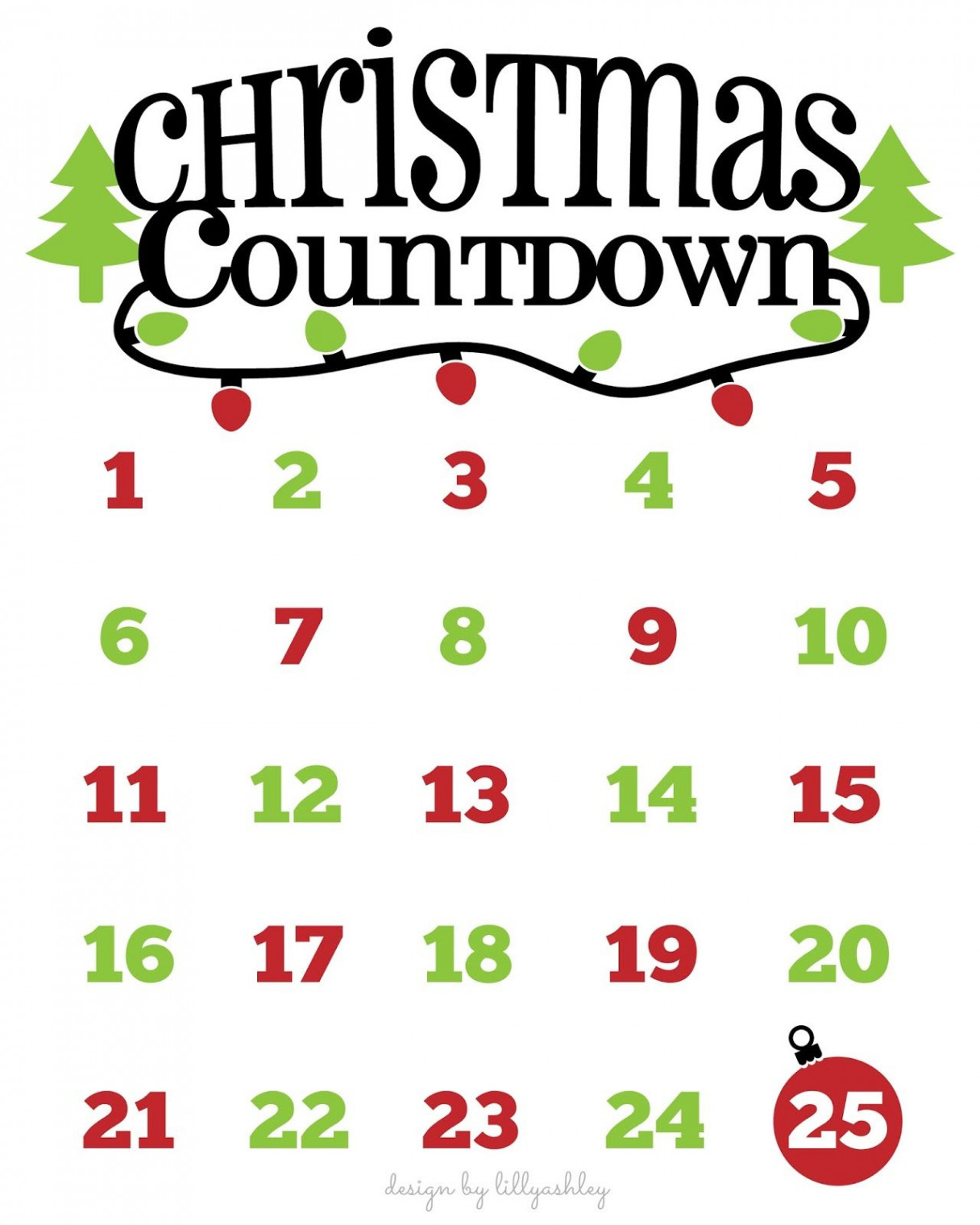 Christmas Countdown Free Printable and Free SVG  Christmas