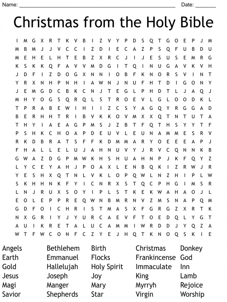 Christmas from the Holy Bible Word Search - WordMint