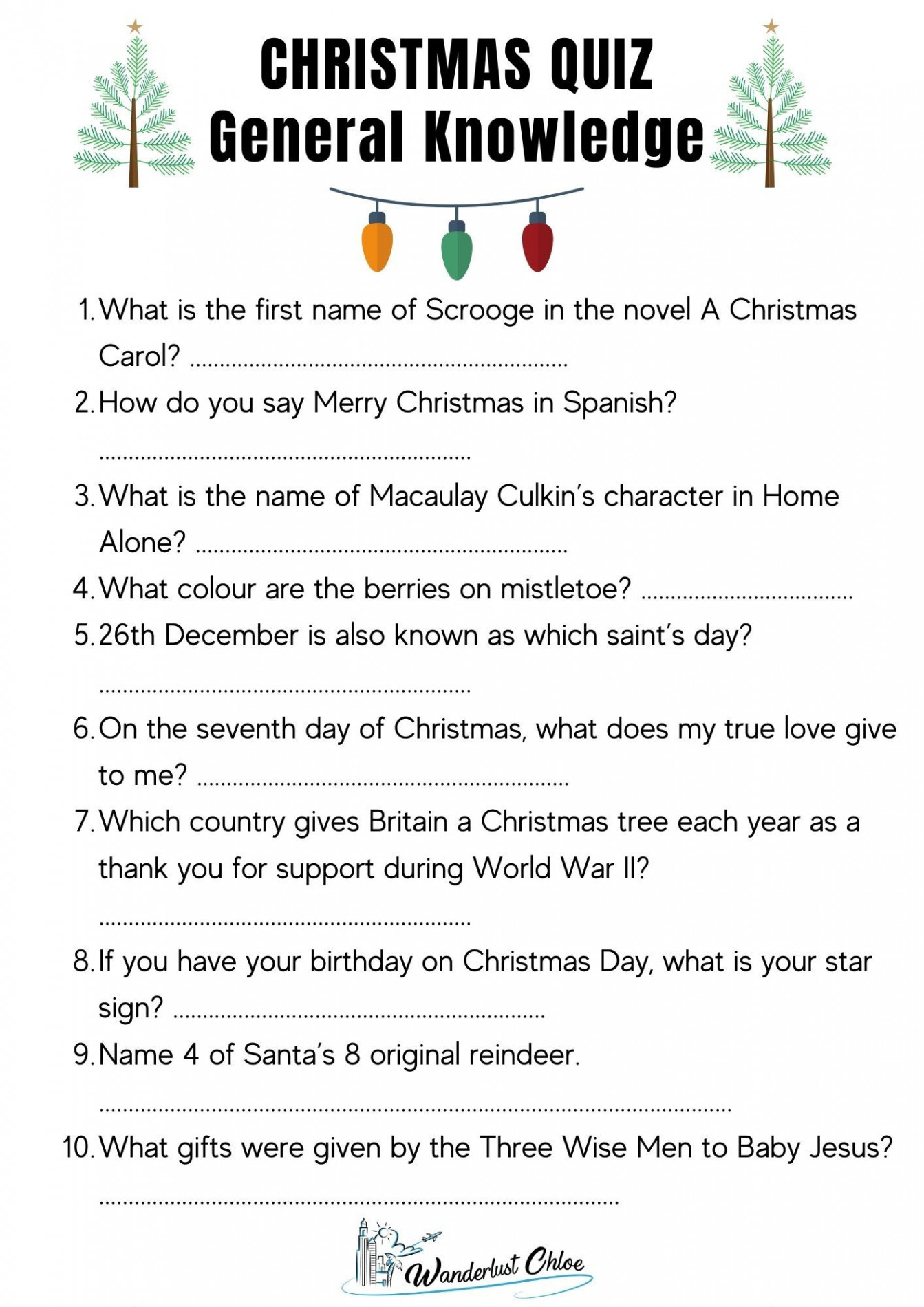 Christmas Quiz Questions + Printable Picture Rounds: