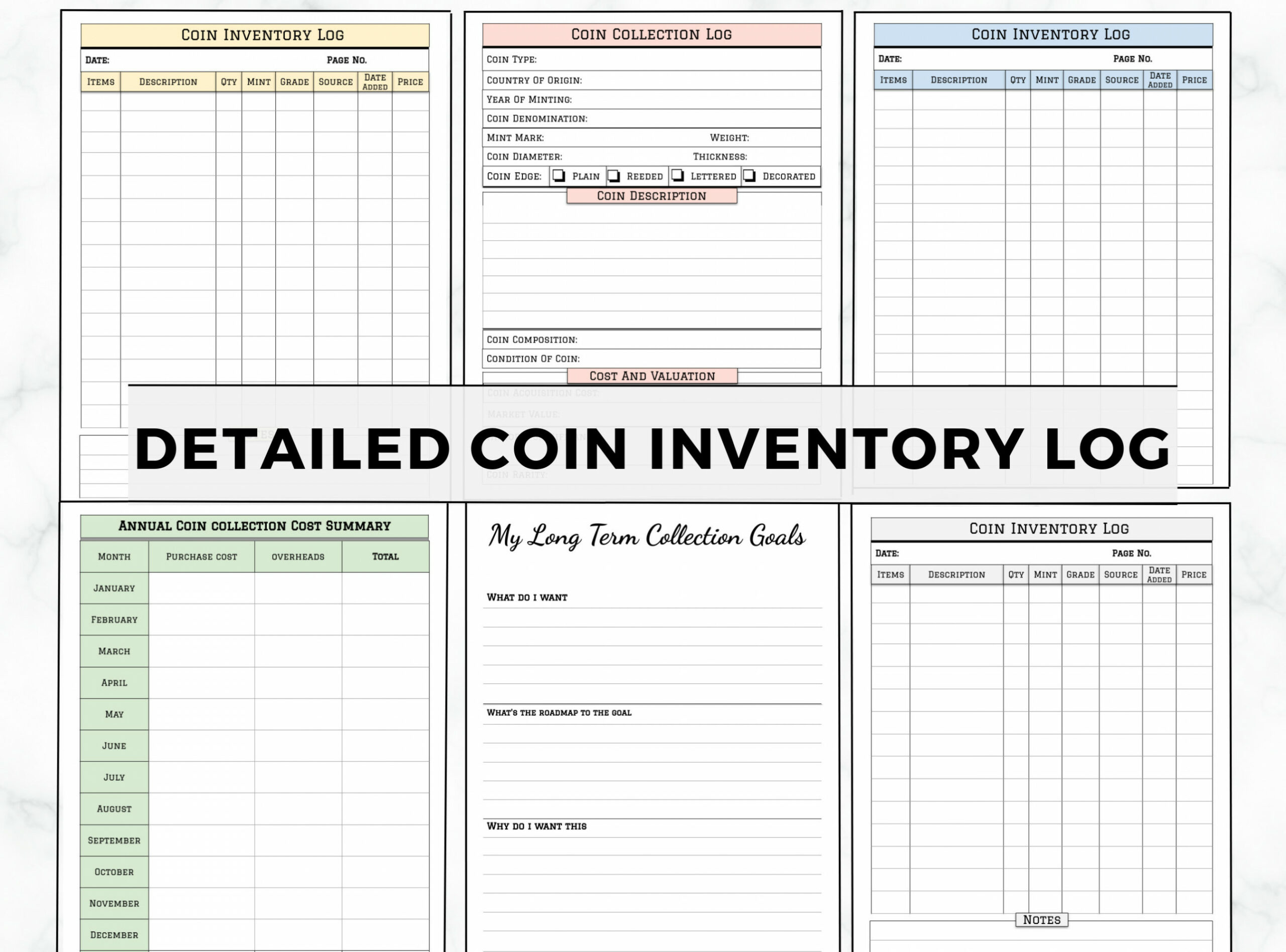 Coin Collection Printable Coin Inventur Logbuch für - Etsy