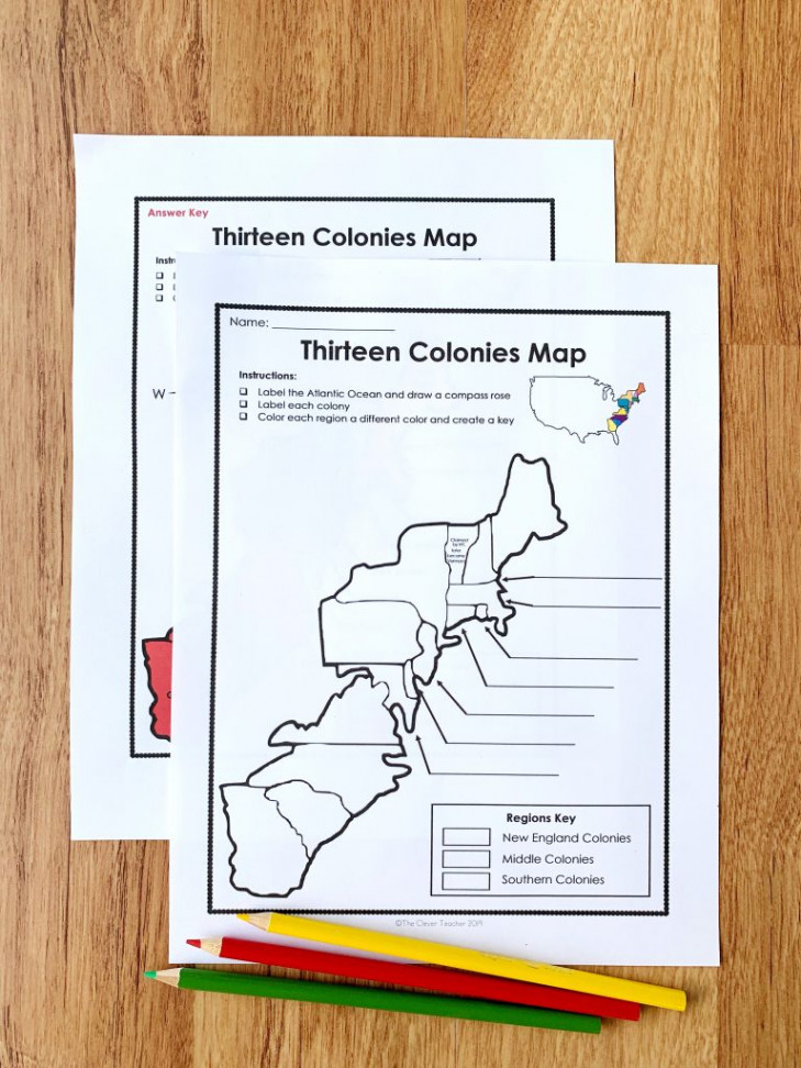 Colonies Free Map Worksheet and Lesson for students