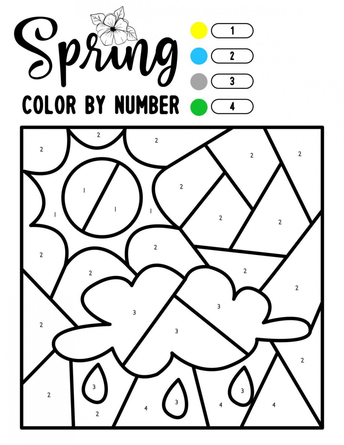 Color by Number Spring Coloring Pages  Spring coloring pages