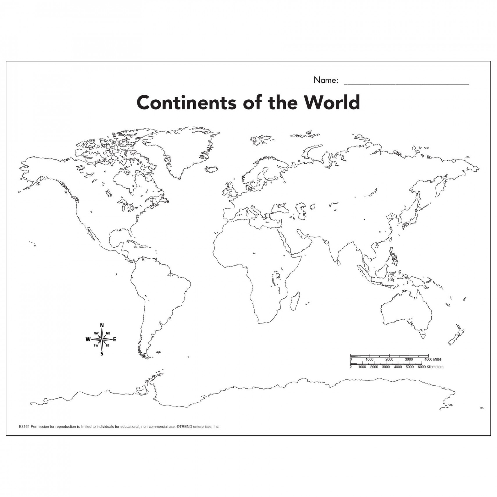 Continents of the World Blank Map Project Sheet Free Printable