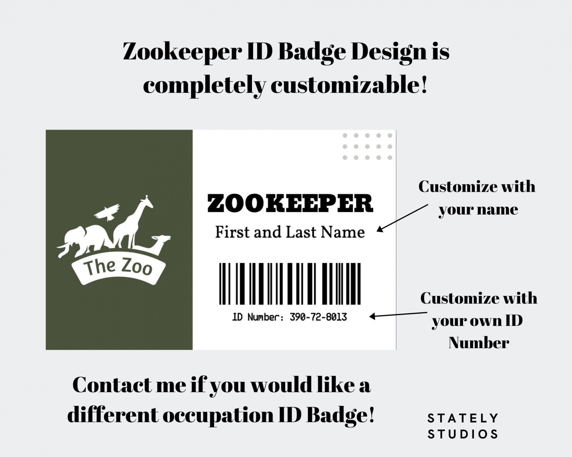 Custom Zookeeper ID Badge Halloween Costume Badge Digital ID - Etsy