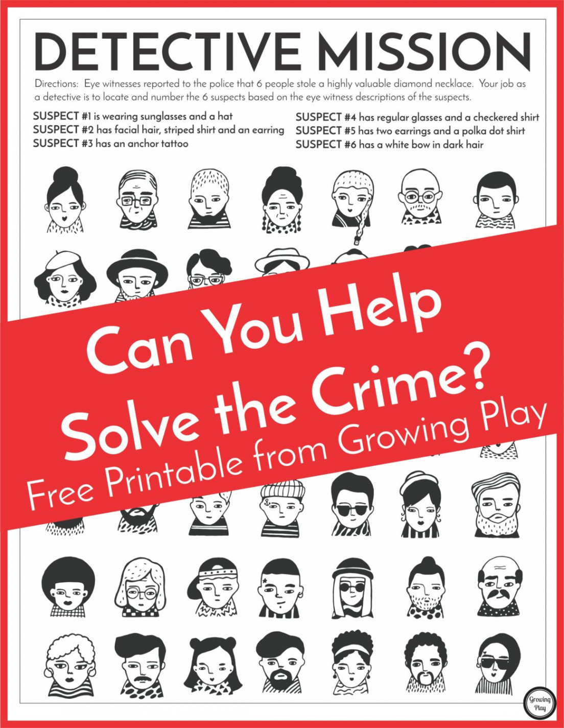 Detective Puzzle for Kids - Free Printable - Growing Play