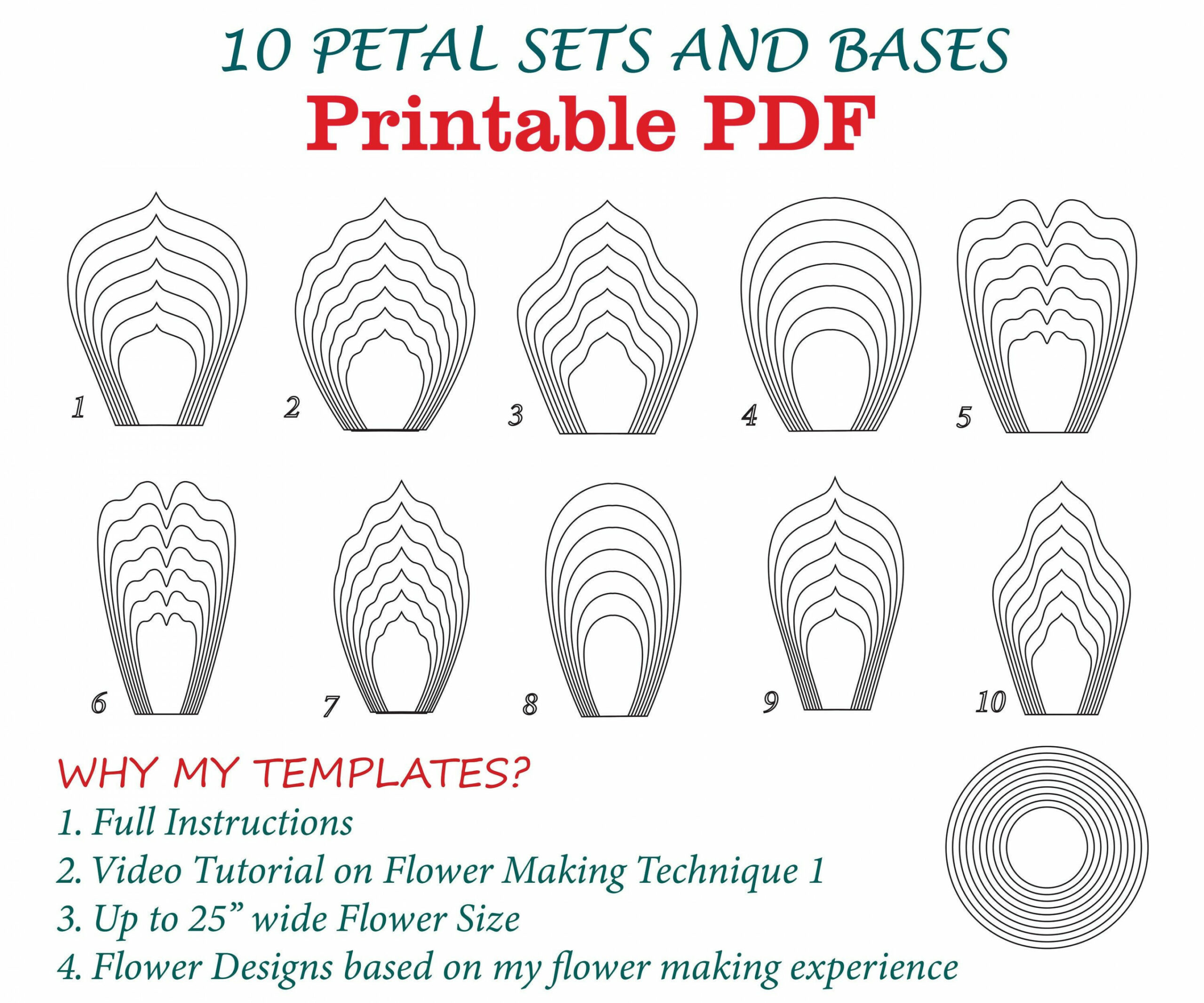 Digital Paper Flower Template PDF Bundle Giant Paper Flowers