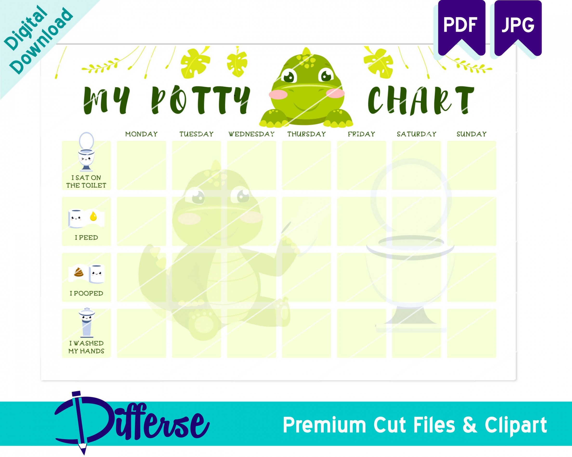 Dinosaur Potty Training Chart Printable Potty Chart Potty - Etsy