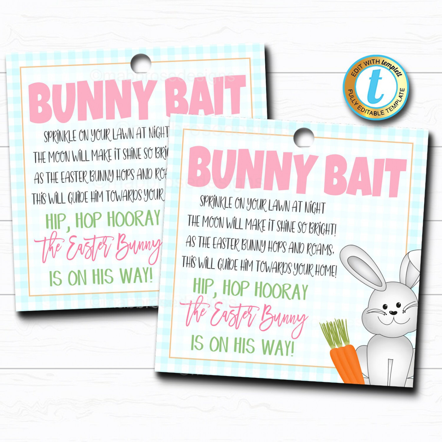 Easter Bunny Bait Printable Gift Tags Kids Easter Eve - Etsy