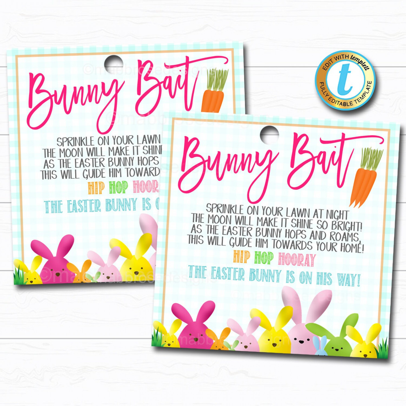 Easter Bunny Bait Printable Gift Tags Kids Easter Eve - Etsy