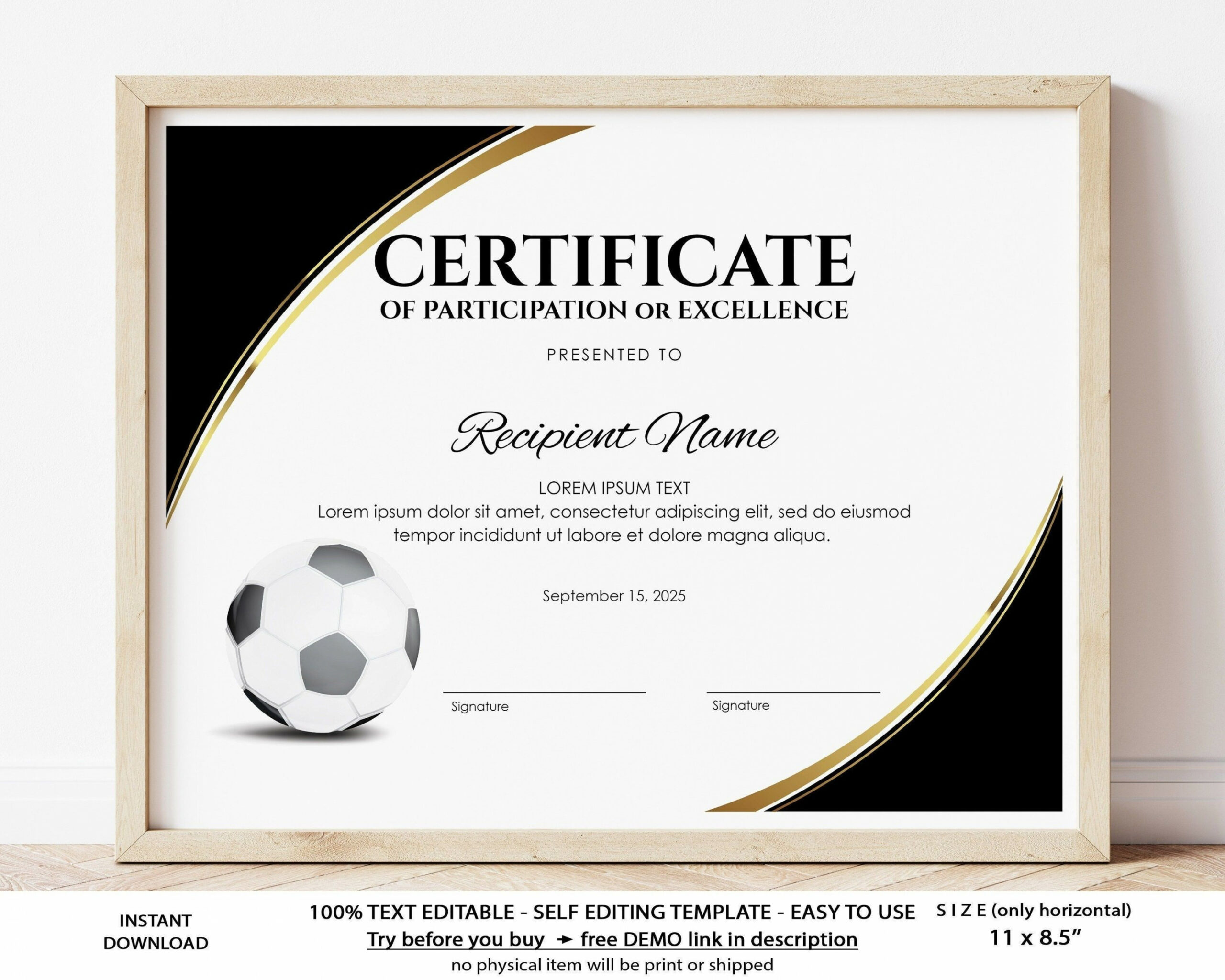 Editable Soccer Football Certificate Template Sports - Etsy