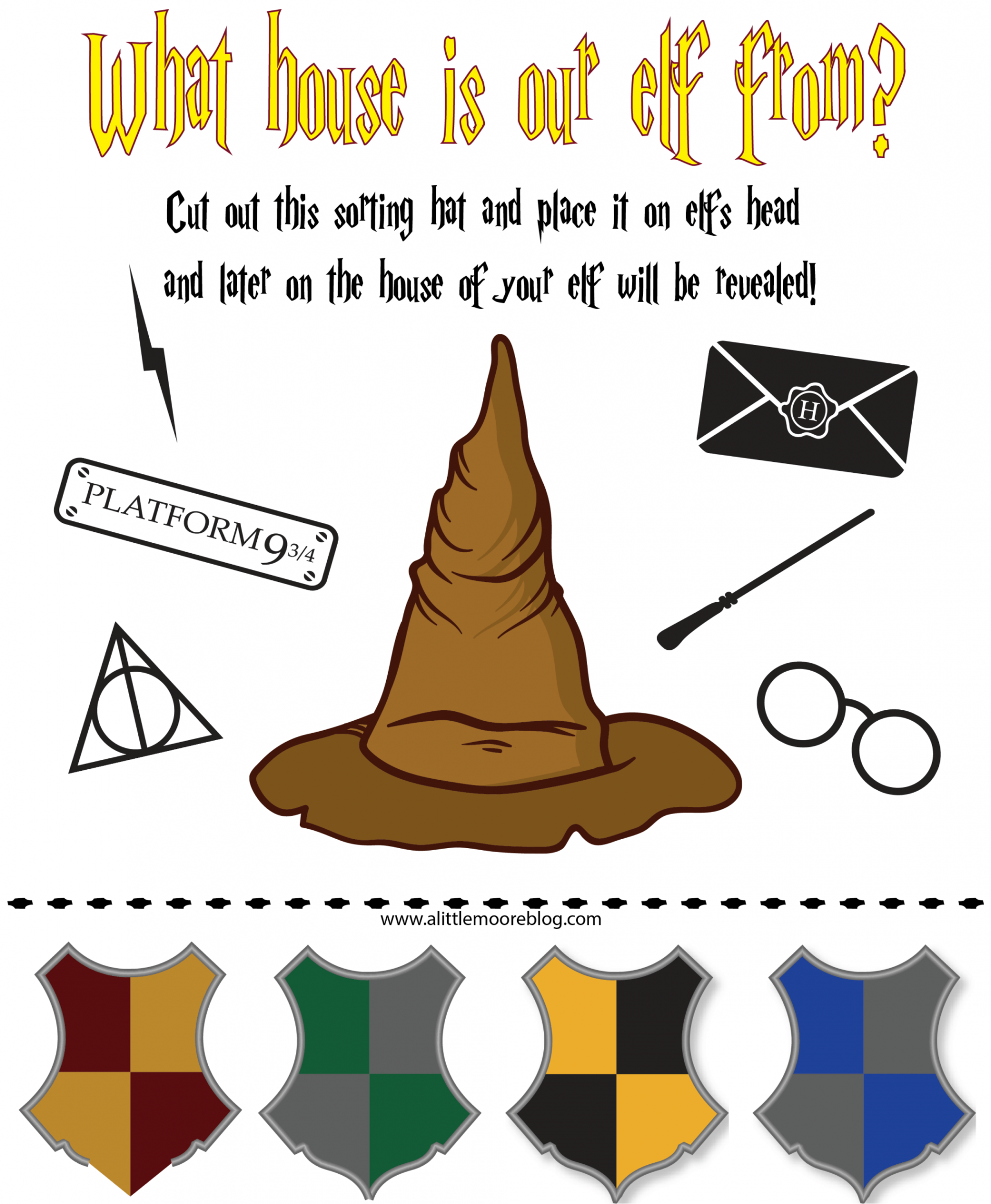 Elf on the Shelf Harry Potter Sorting Hat Free Printable  Harry