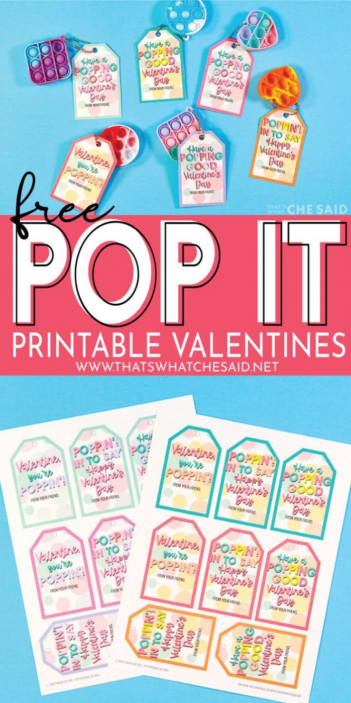 F R E E Pop It Printable Valentine  Free printable valentines