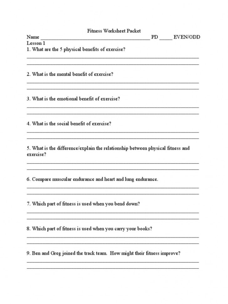 Fitness Worksheet Packet  PDF  Physical Fitness  Heart Rate