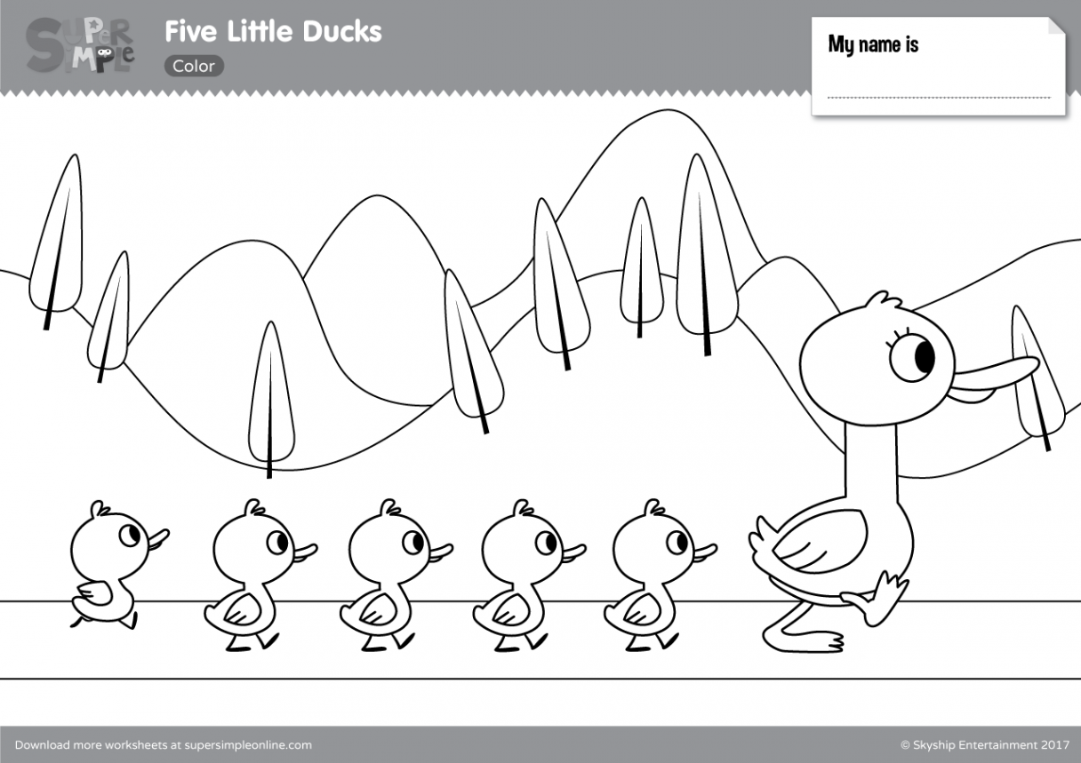 Five Little Ducks Coloring Pages - Super Simple