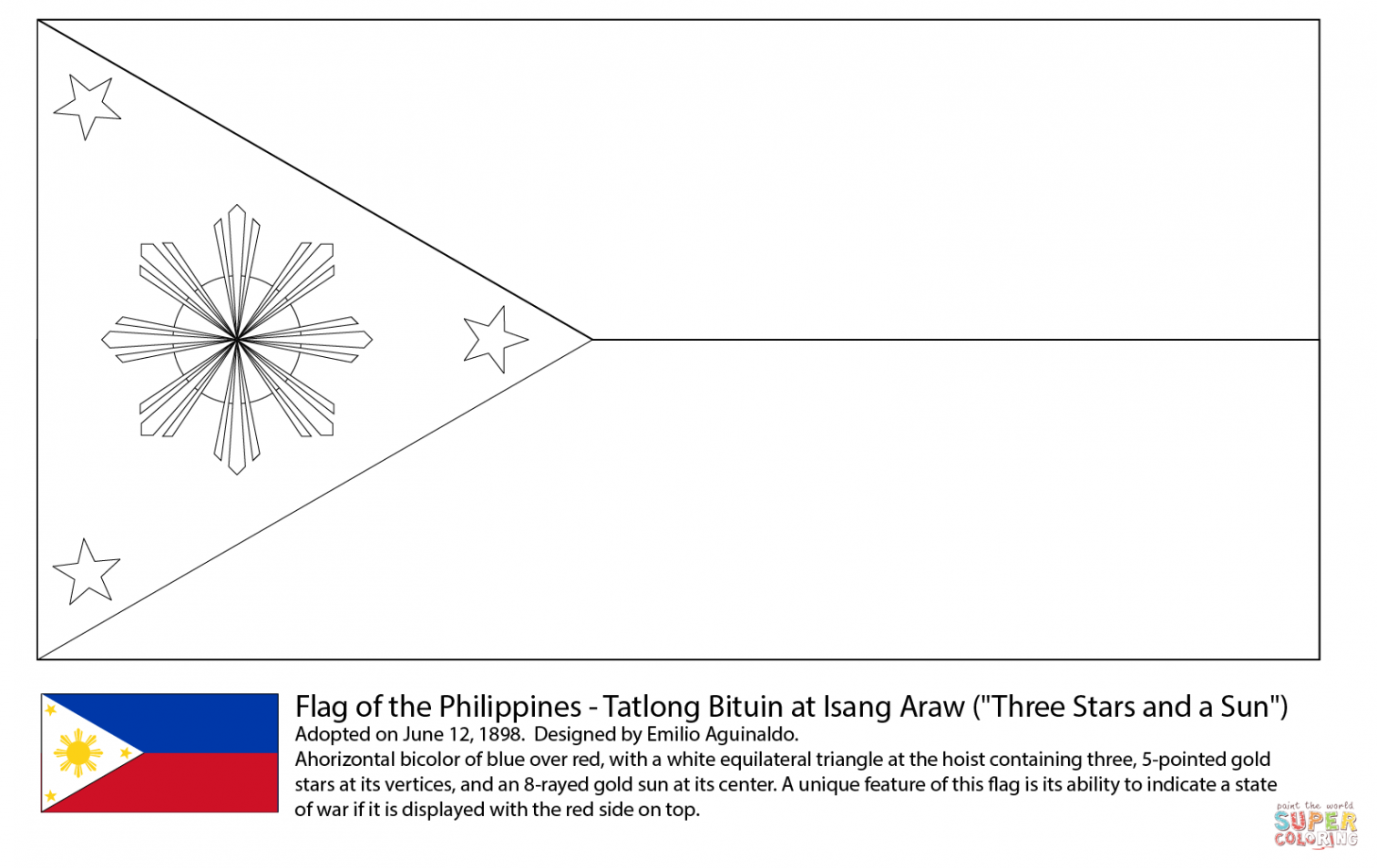 Flag of The Philippines coloring page  Free Printable Coloring Pages