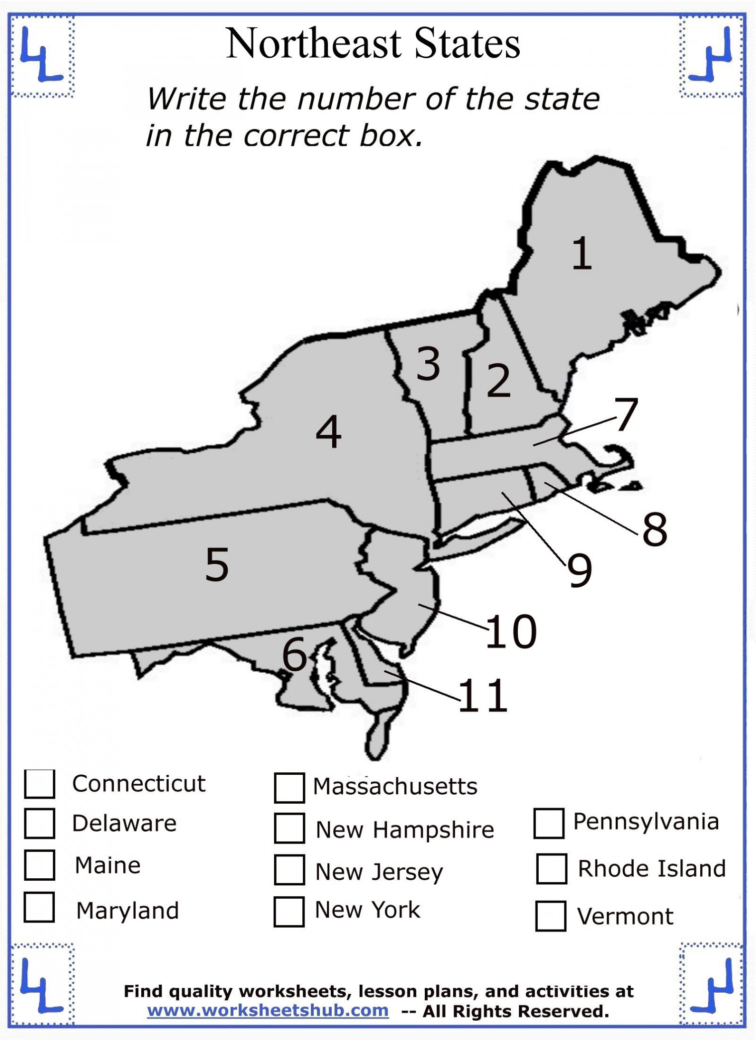 Fourth Grade Social Studies - Northeast Region States and Capitals