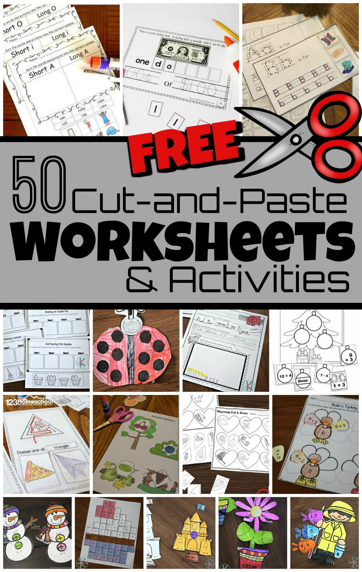 FREE Cut and Paste Worksheets and Activities for Kids