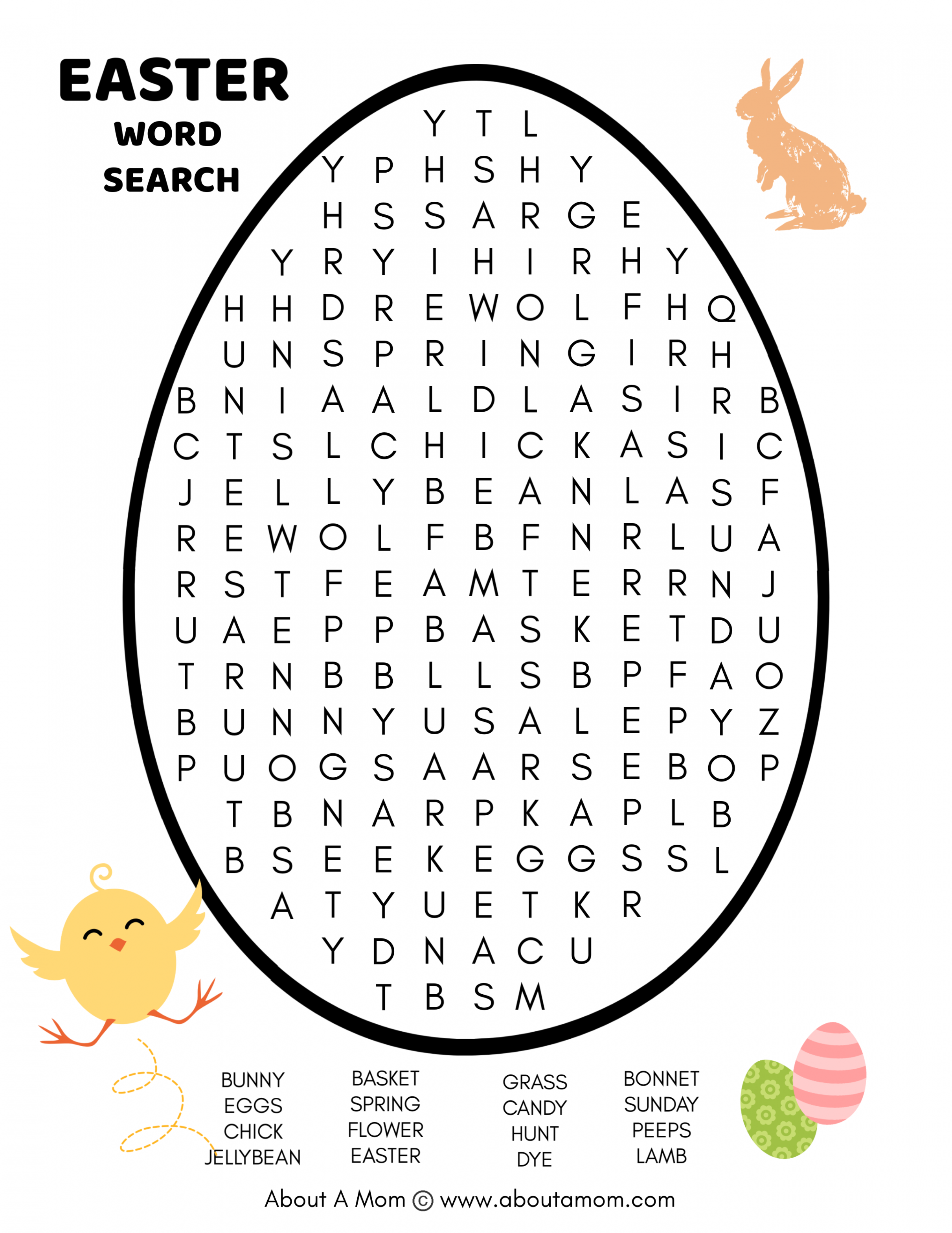 Free Easter Word Search Printable  Printable easter activities