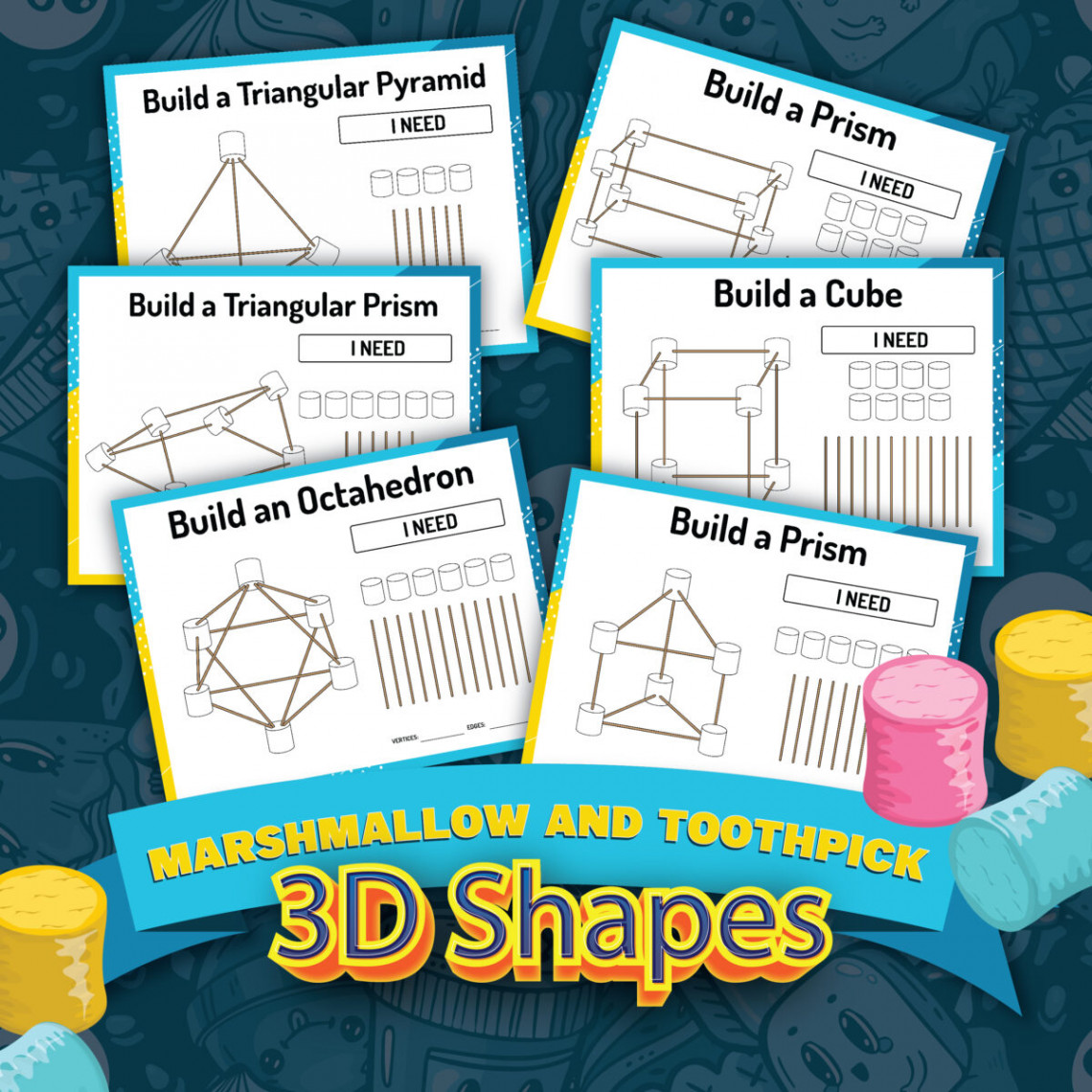 Free Marshmallow and Toothpick D Shape Worksheets - Frugal Mom Eh!