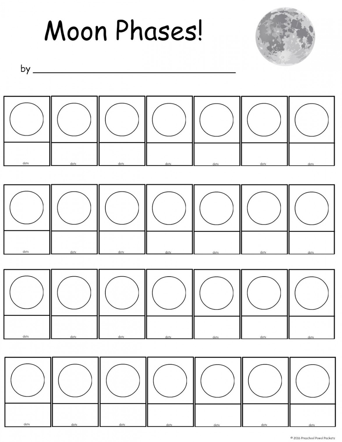 FREE} Moon Phase Tracking Printable!  Preschool Powol Packets