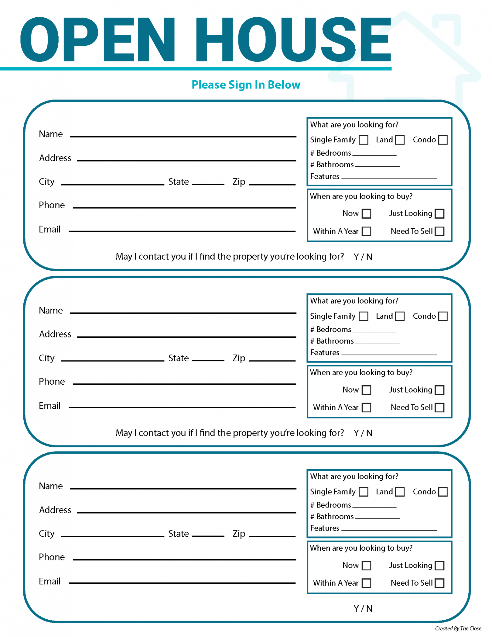 Free Open House Sign-in Sheets to Try This Weekend