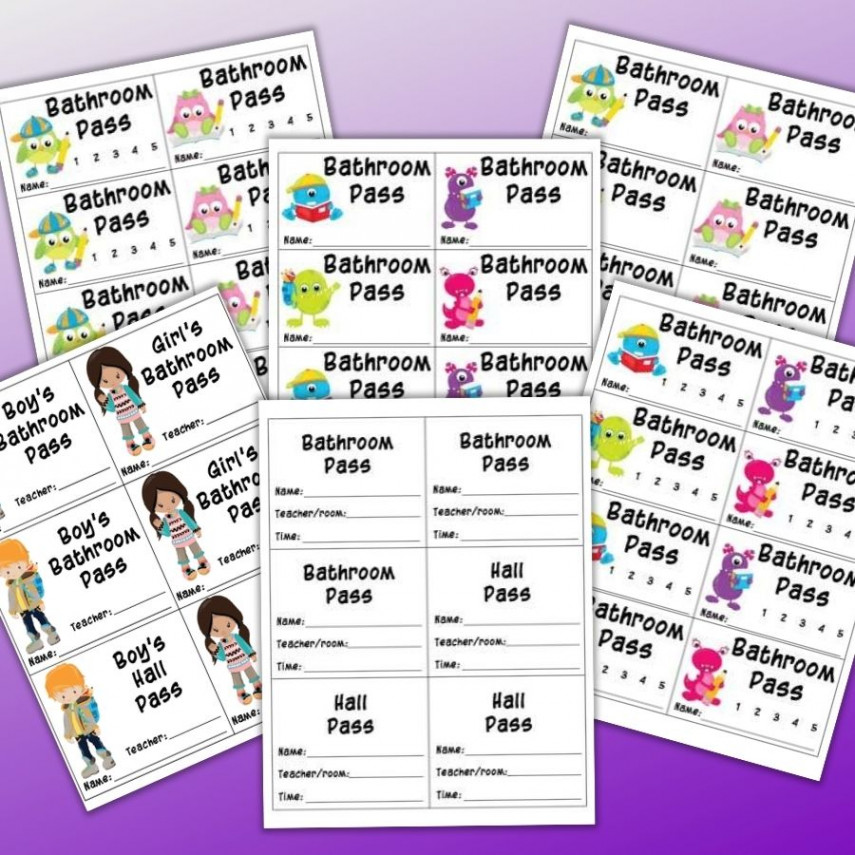 Free Printable Bathroom Passes & Hall Pass Printables - The