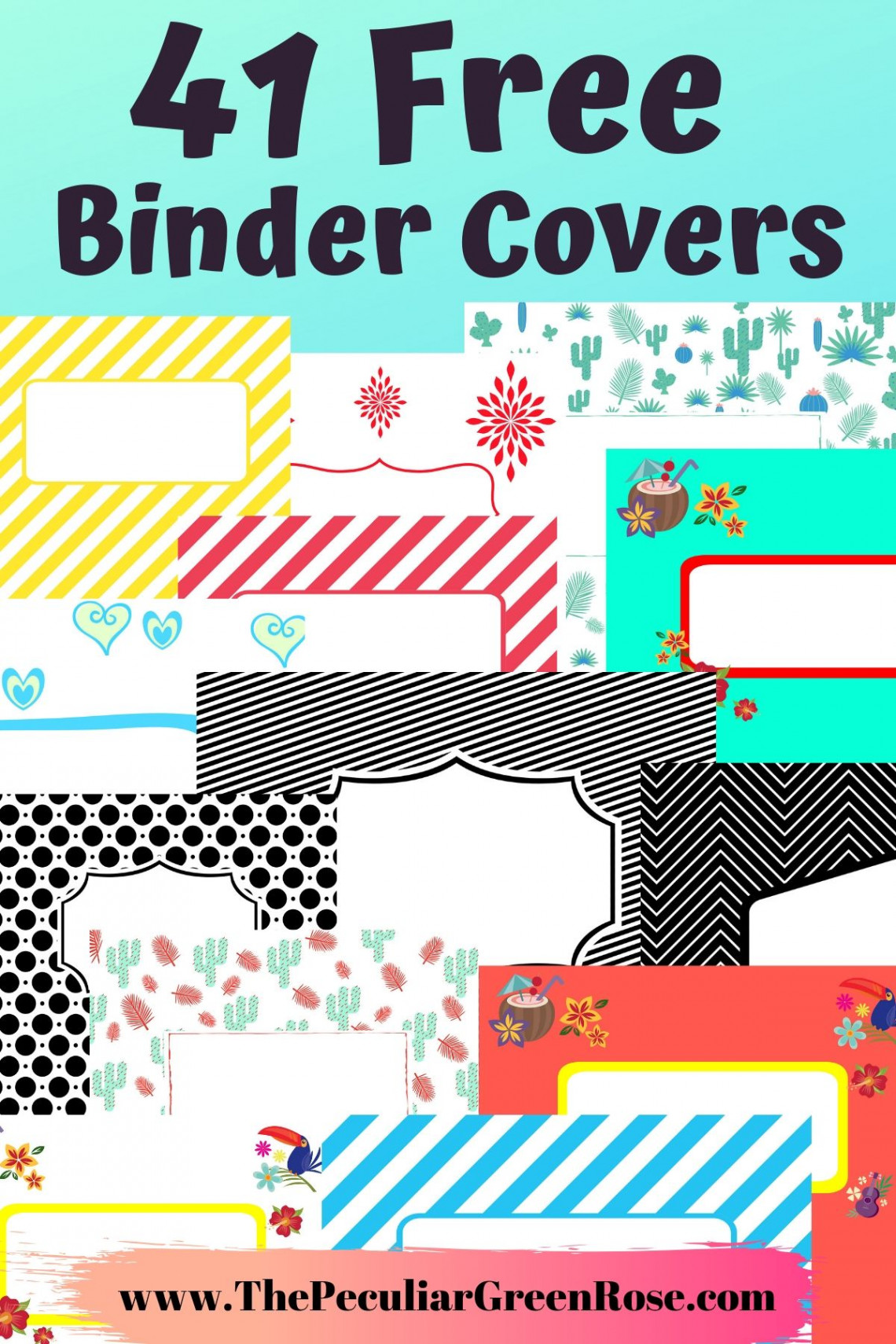 Free Printable Binder Covers - The Peculiar Green Rose