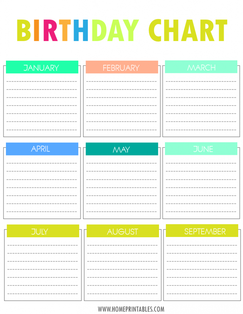 Free Printable Birthday Chart  Birthday charts, Classroom