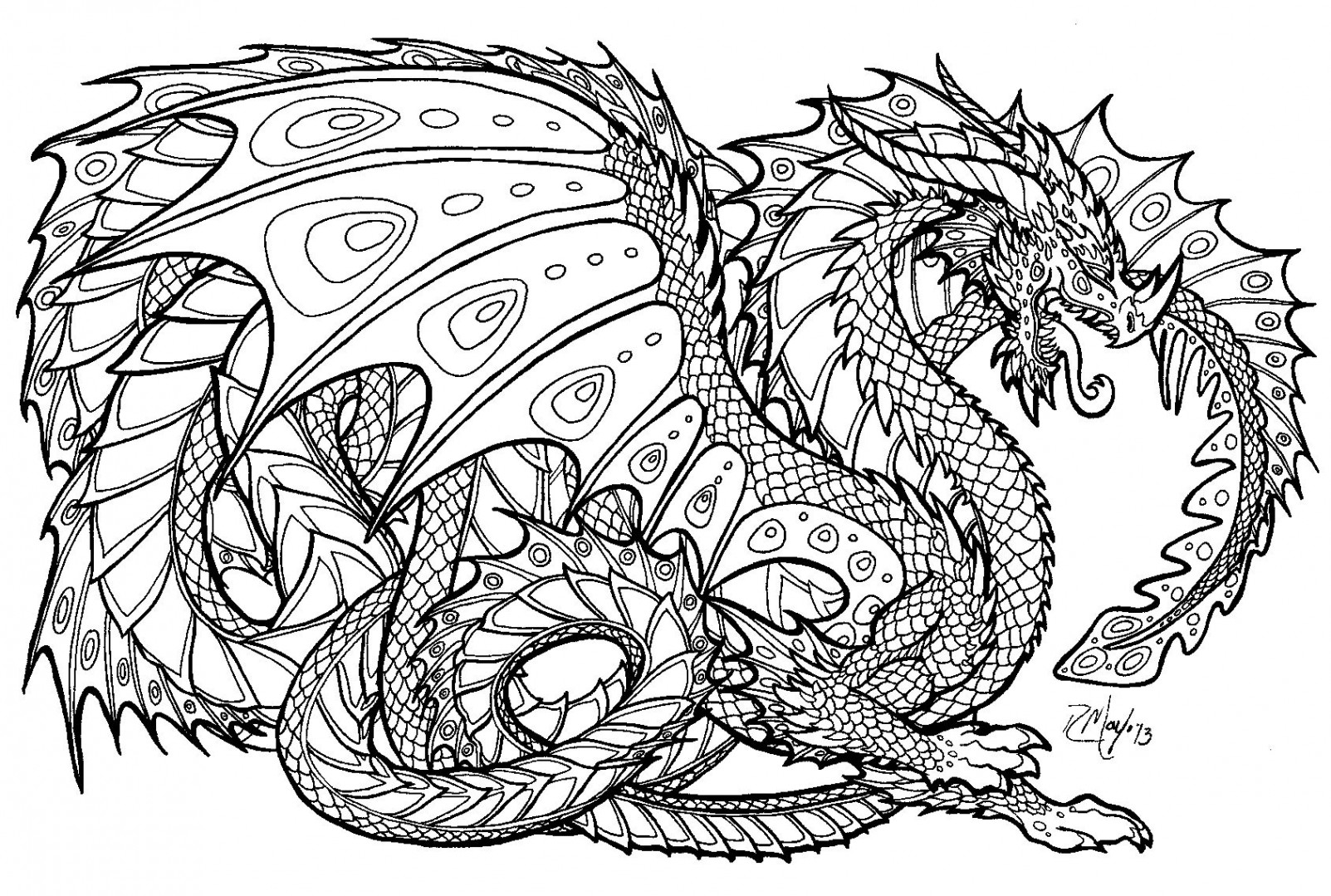 free printable coloring pages for adults advanced dragons - Google