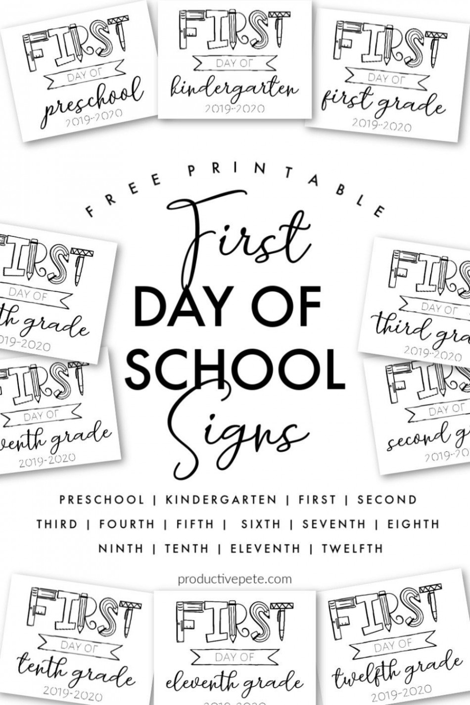 Free Printable First Day of School Signs -  School signs