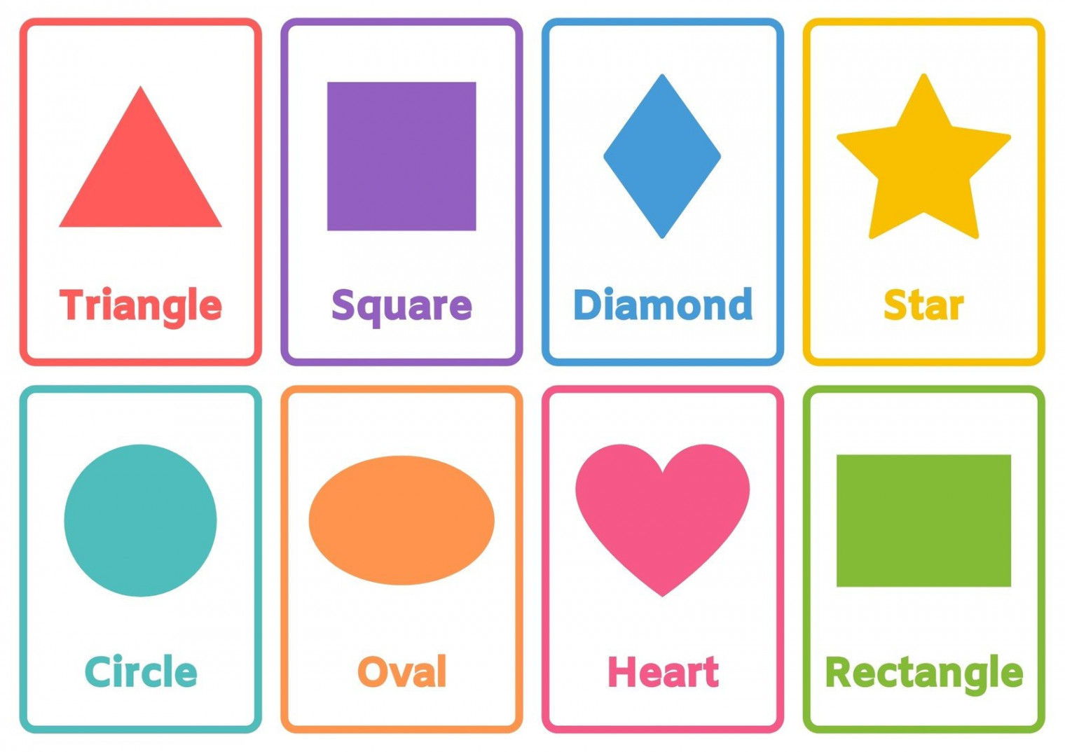 Free printable shapes flashcards templates  Canva