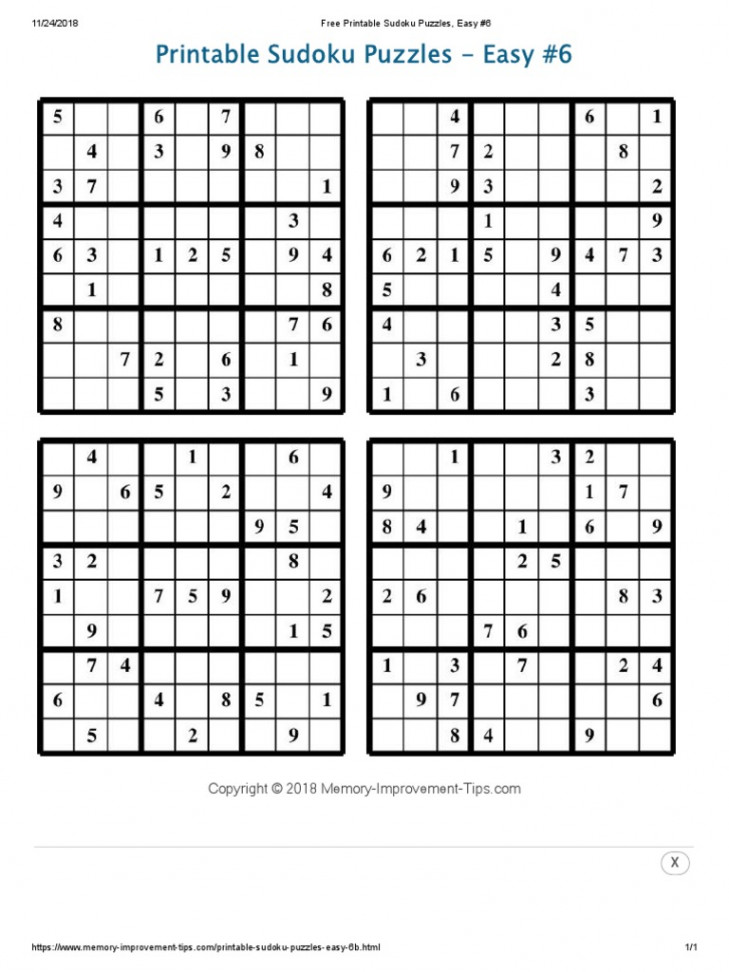 Free Printable Sudoku Puzzles, Easy # PDF  PDF