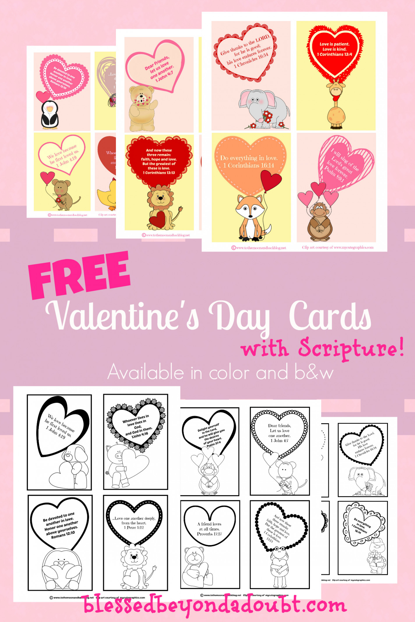 FREE Printable Valentine Cards: Kids Bible Verse Cards - Blessed